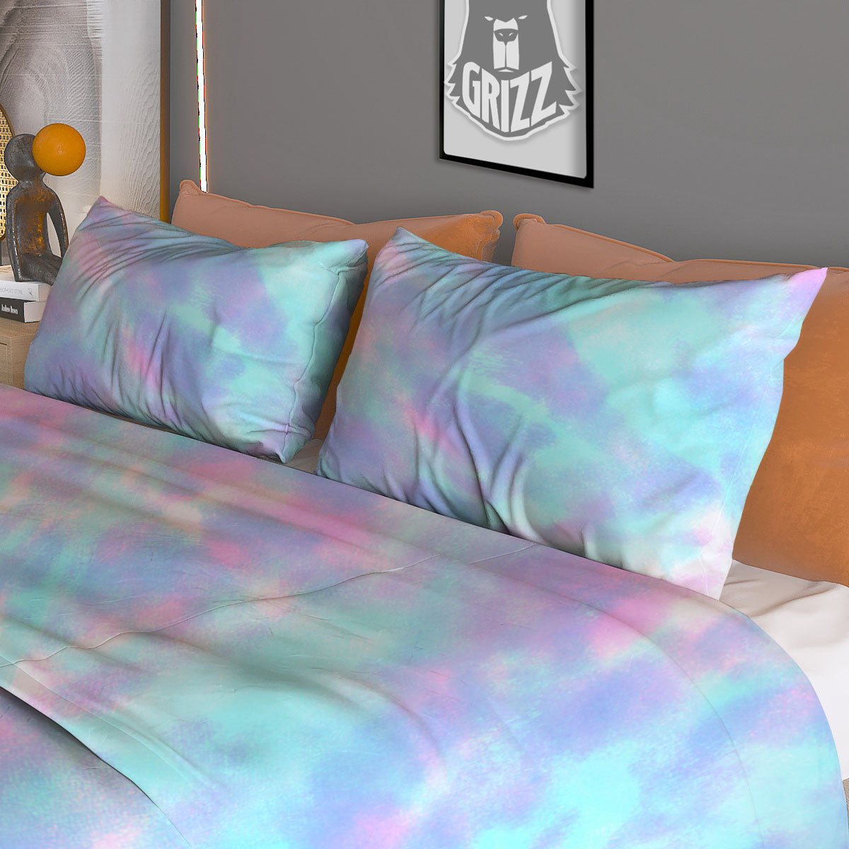 Tie Dye Teal And Pink Print Duvet Cover Bedding Set