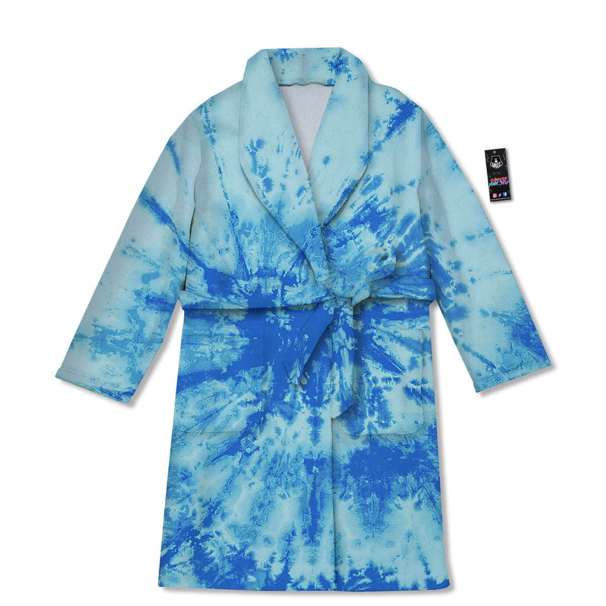 Tie Dye Turquoise Print Bathrobe-grizzshop