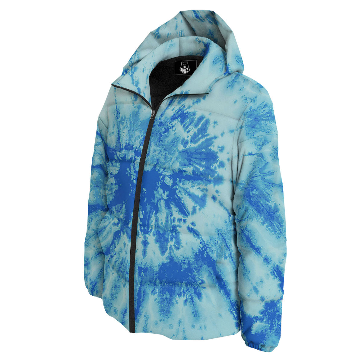 Tie Dye Turquoise Print Down Jacket-grizzshop