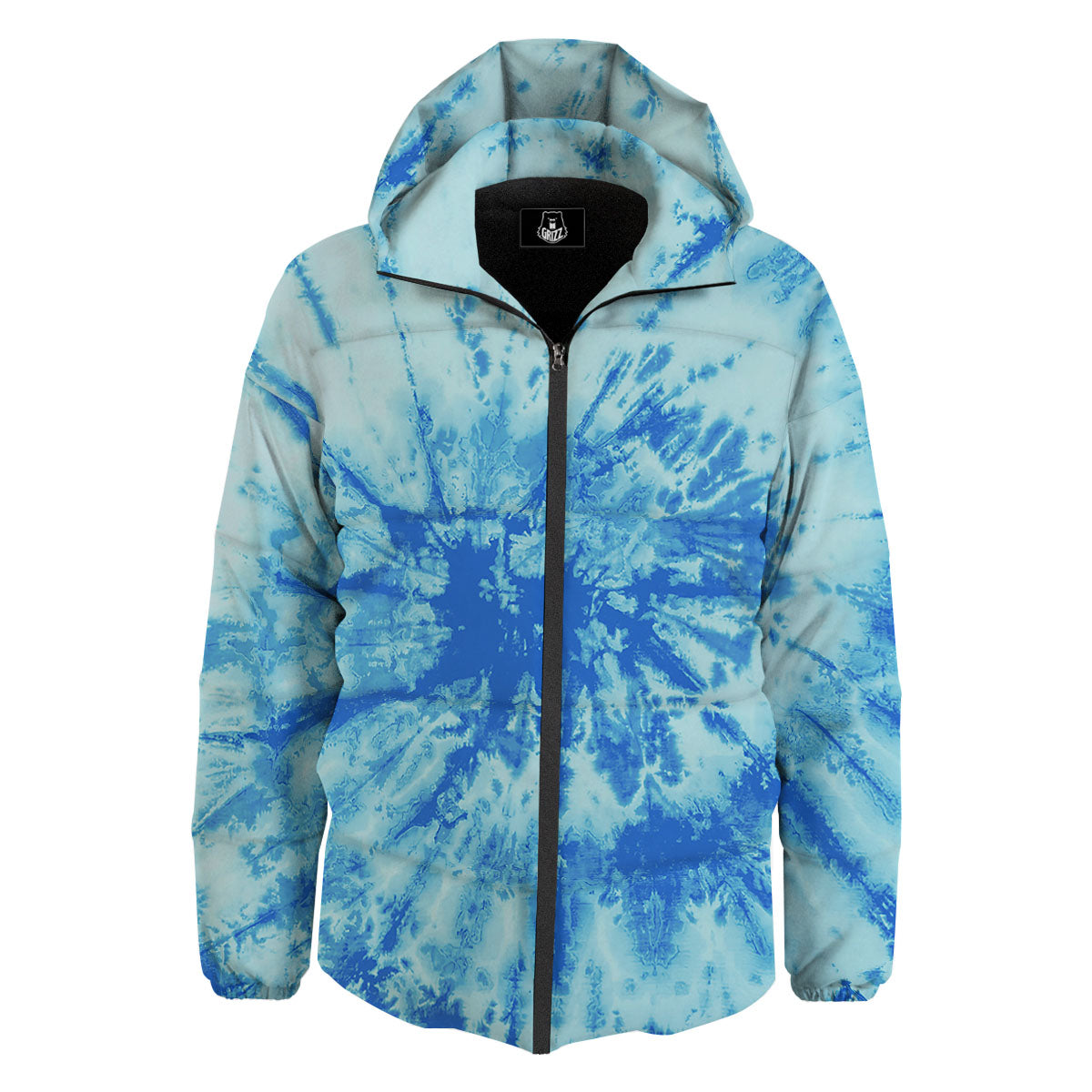 Tie Dye Turquoise Print Down Jacket-grizzshop