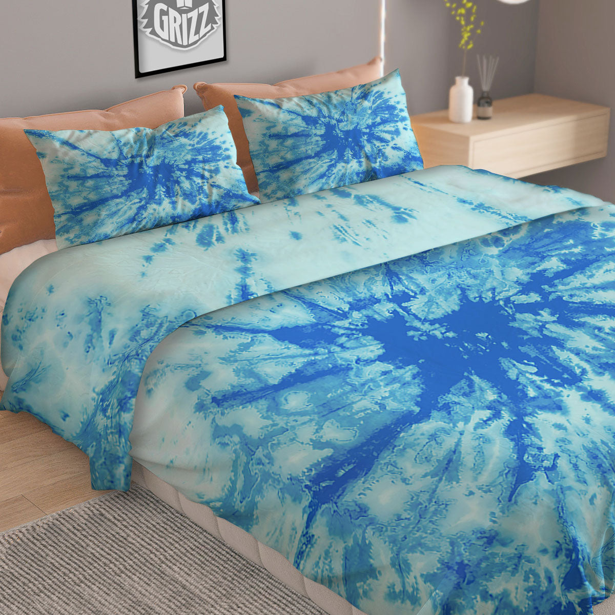 Tie Dye Turquoise Print Duvet Cover Bedding Set