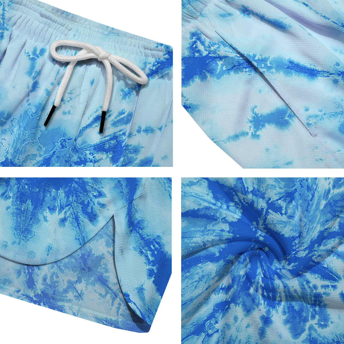 Tie Dye Turquoise Print Men's Running Shorts-grizzshop