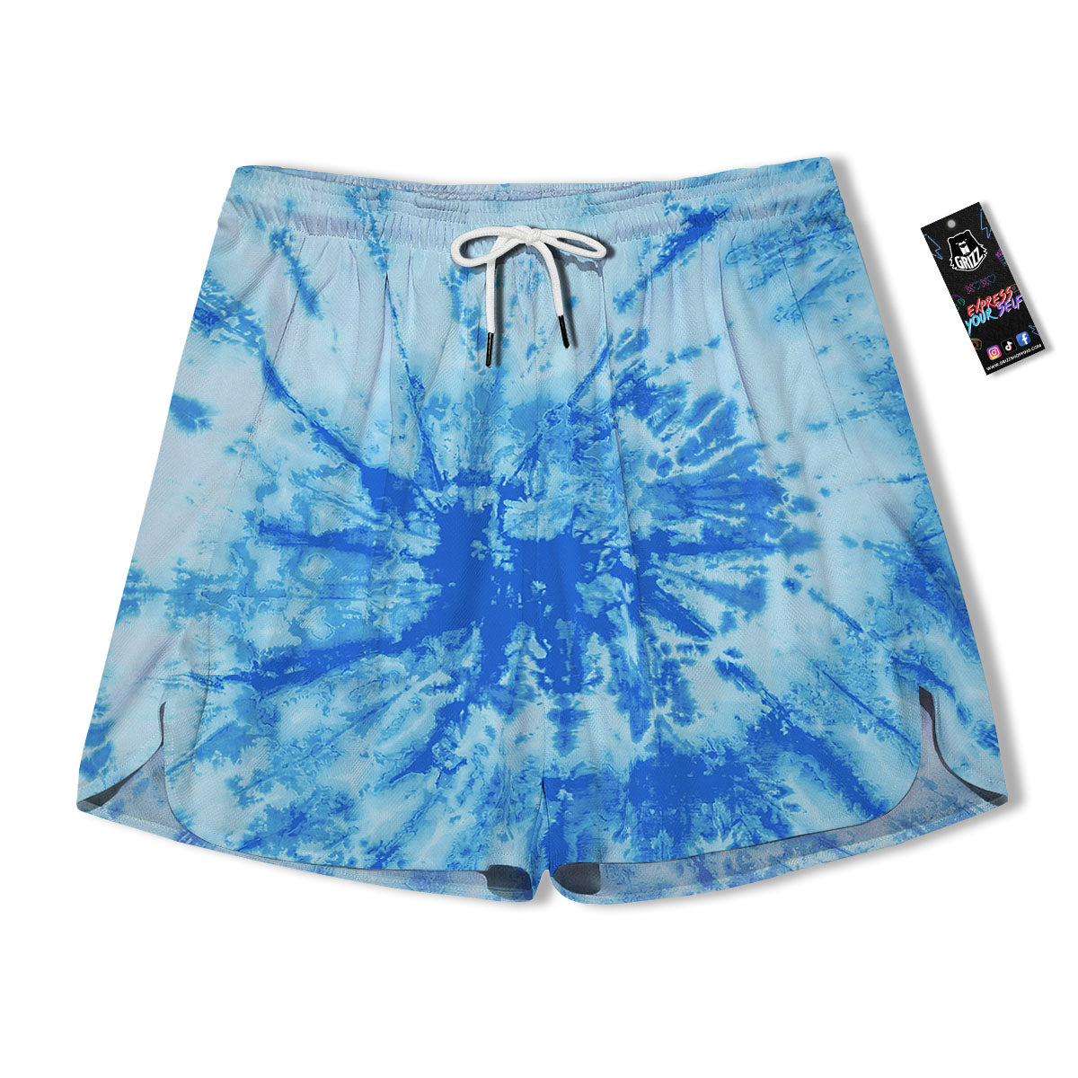 Tie Dye Turquoise Print Men's Running Shorts-grizzshop