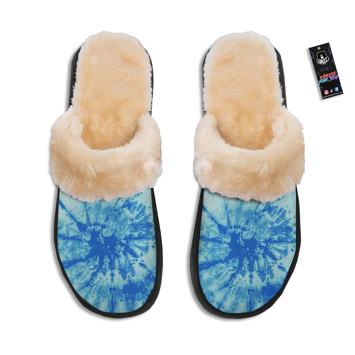 Tie Dye Turquoise Print Slippers-grizzshop