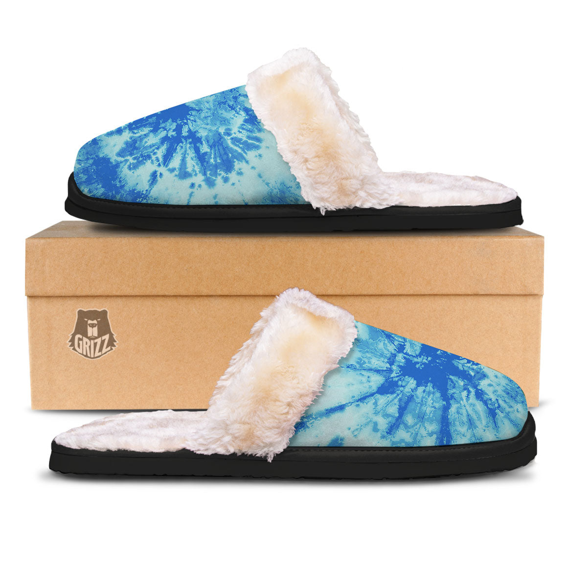 Tie Dye Turquoise Print Slippers-grizzshop