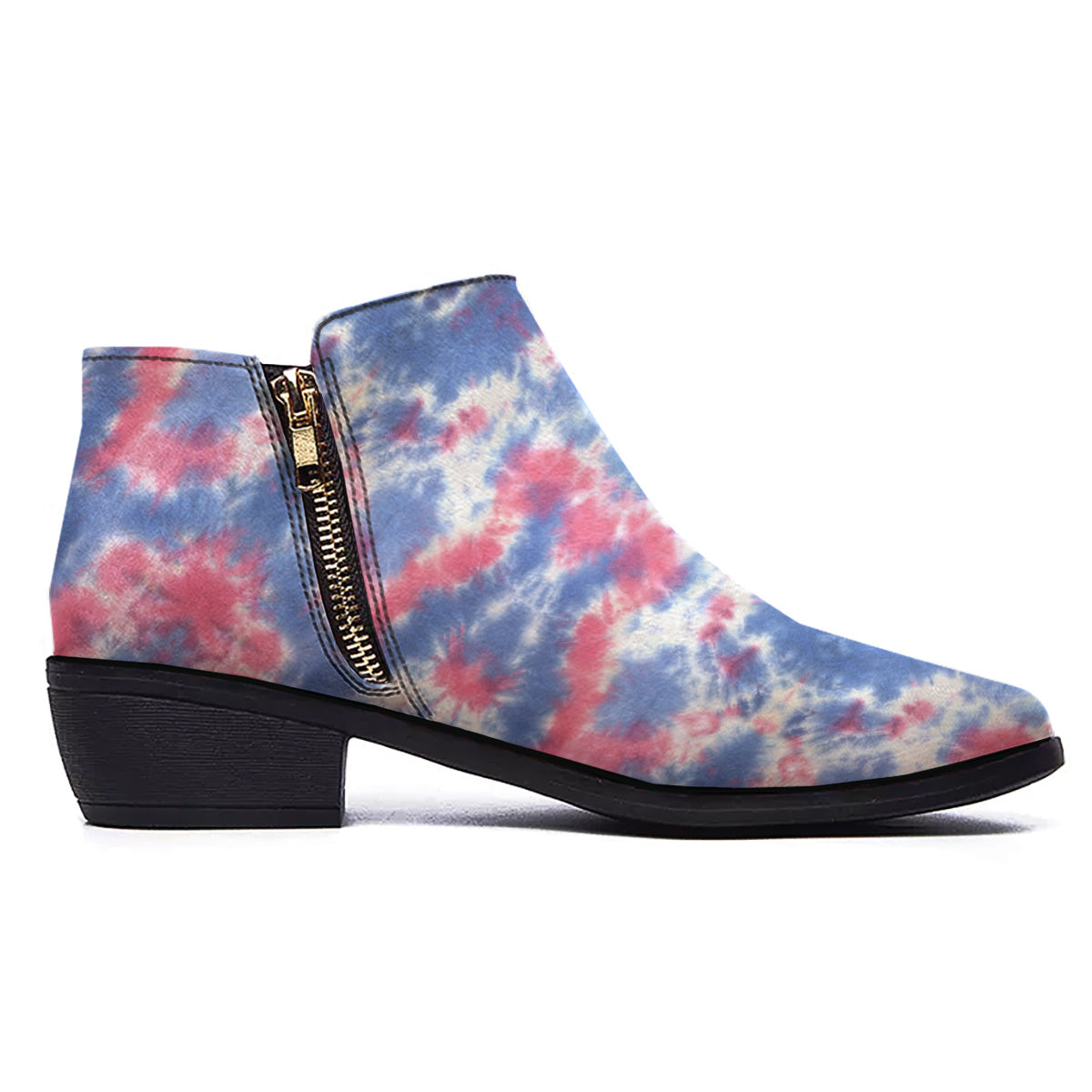 Tie Dye Two Tone Print Pattern Ankle Boots-grizzshop