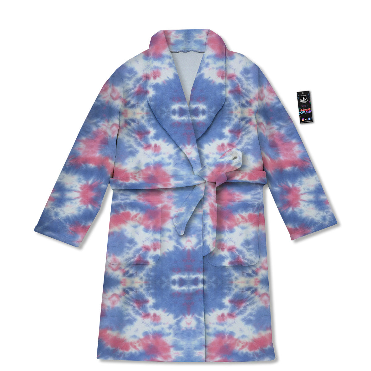Tie Dye Two Tone Print Pattern Bathrobe-grizzshop
