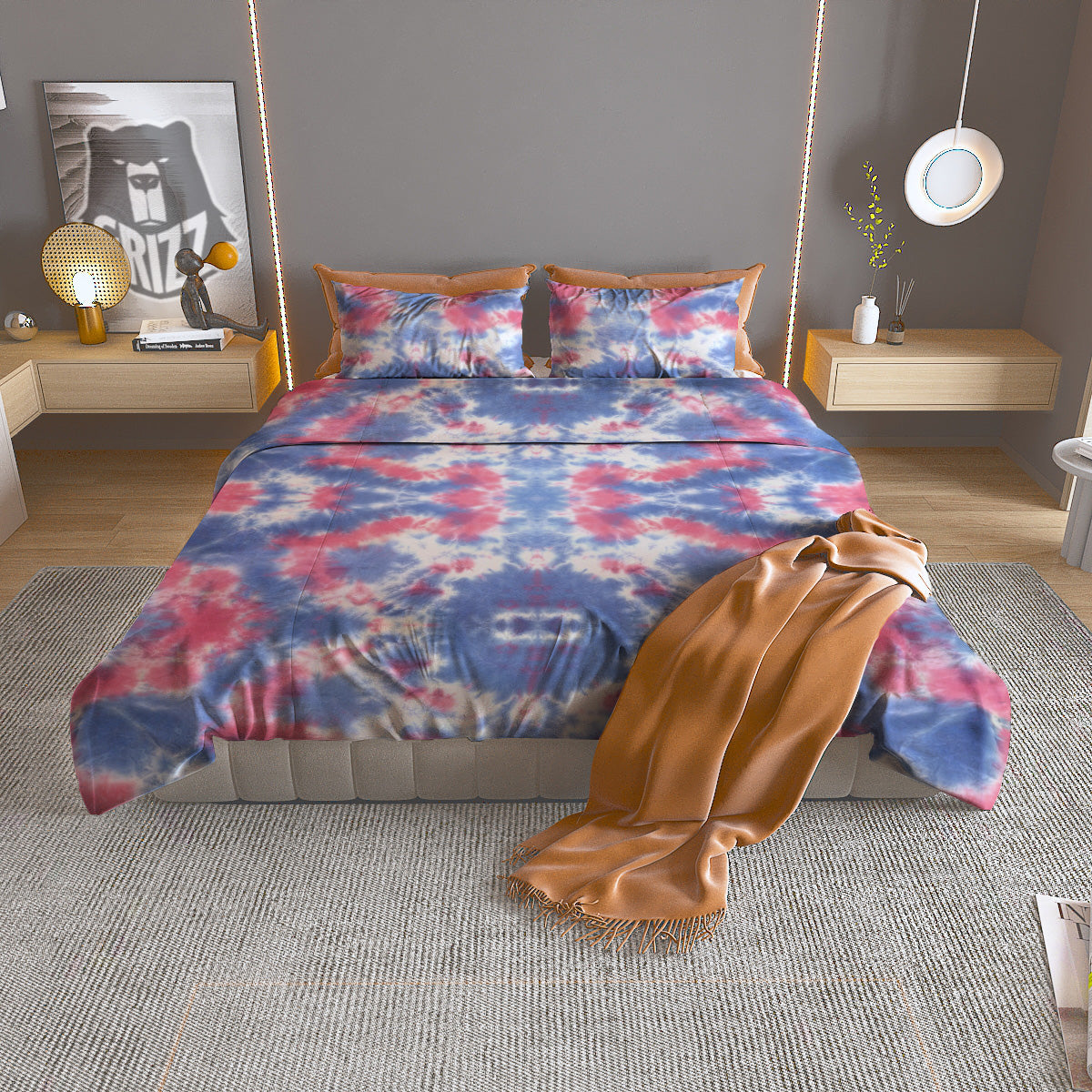 Tie Dye Two Tone Print Pattern Duvet Cover Bedding Set