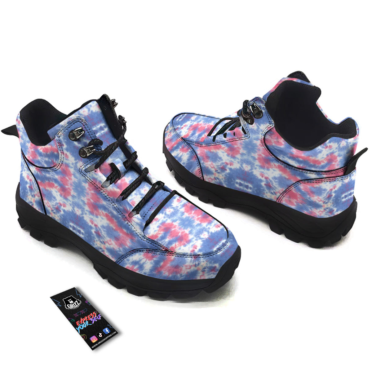 Tie Dye Two Tone Print Pattern Hiking Shoes-grizzshop