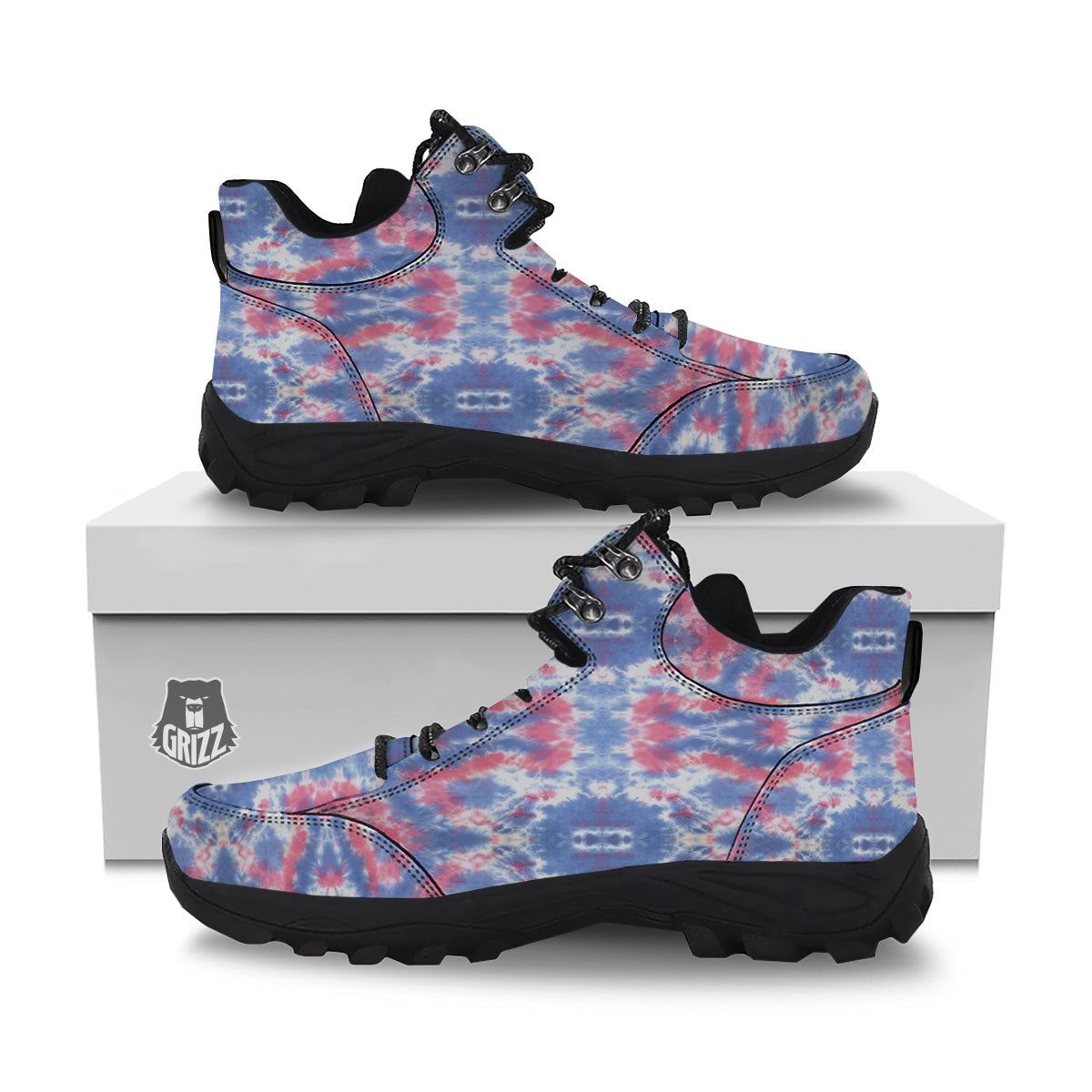 Tie Dye Two Tone Print Pattern Hiking Shoes-grizzshop