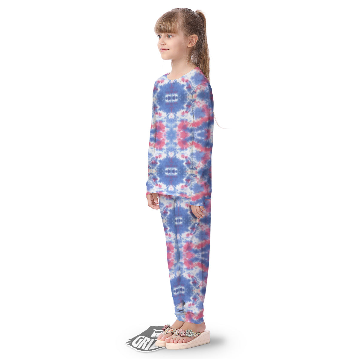 Tie Dye Two Tone Print Pattern Kid's Pajamas-grizzshop