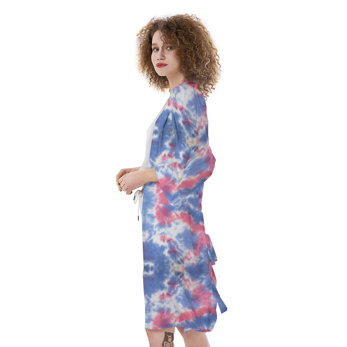 Tie Dye Two Tone Print Pattern Kimono-grizzshop