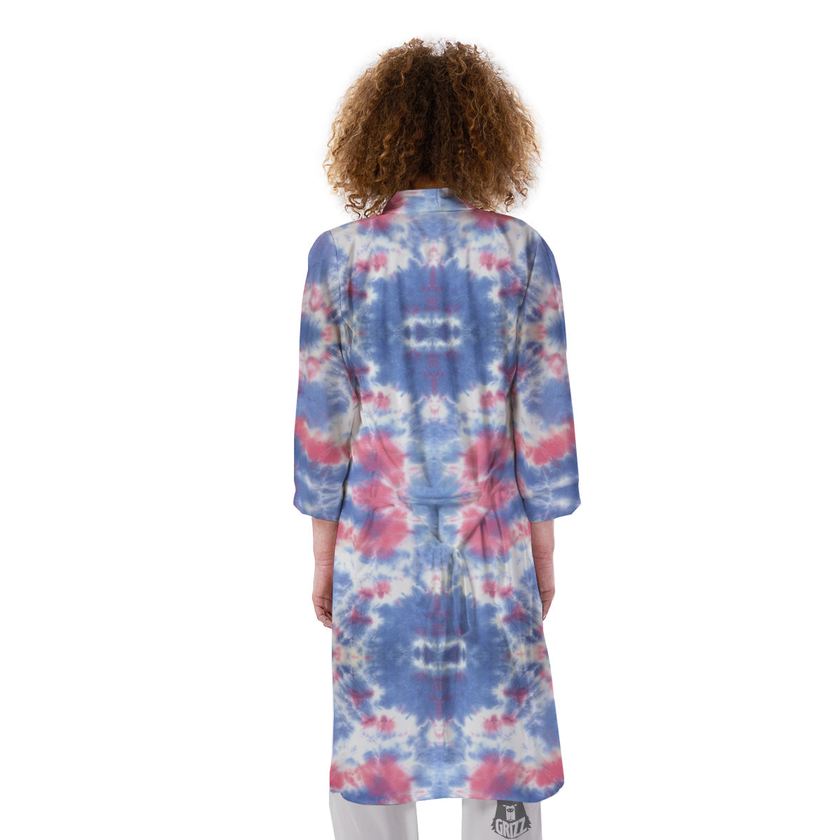 Tie Dye Two Tone Print Pattern Kimono-grizzshop