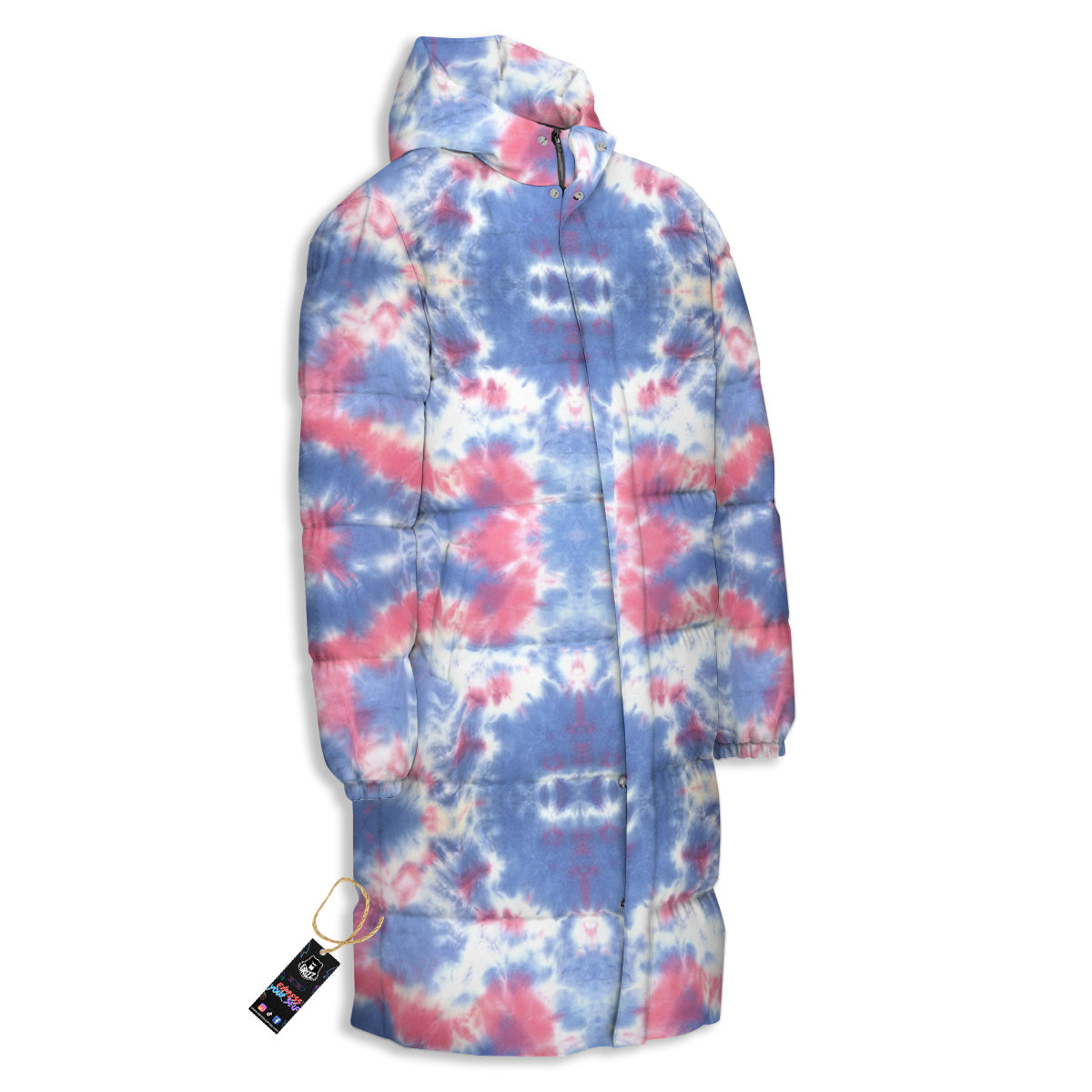 Tie Dye Two Tone Print Pattern Long Down Jacket-grizzshop