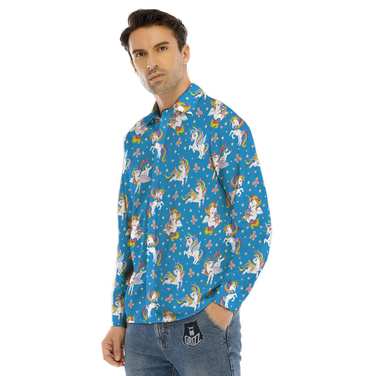 Tie Dye Two Tone Print Pattern Men's Dress Shirts-grizzshop