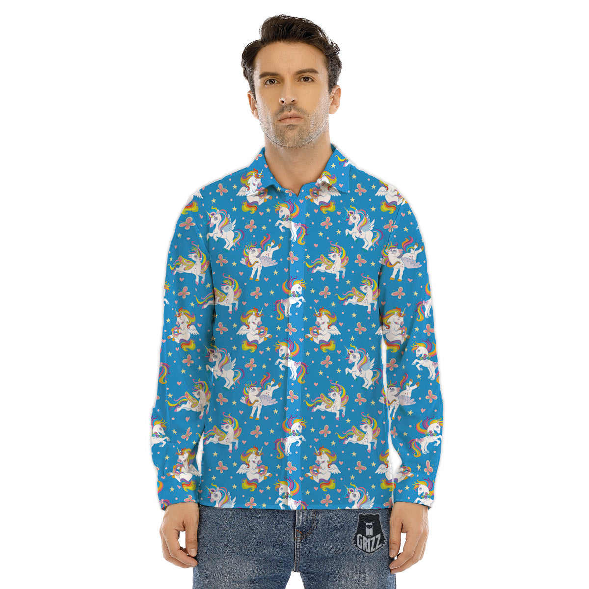 Tie Dye Two Tone Print Pattern Men's Dress Shirts-grizzshop