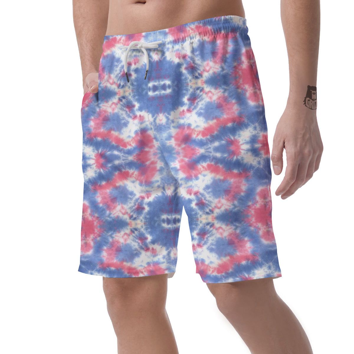 Tie Dye Two Tone Print Pattern Men's Shorts-grizzshop