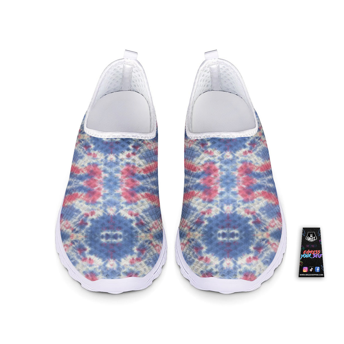 Tie Dye Two Tone Print Pattern Nurse Shoes-grizzshop