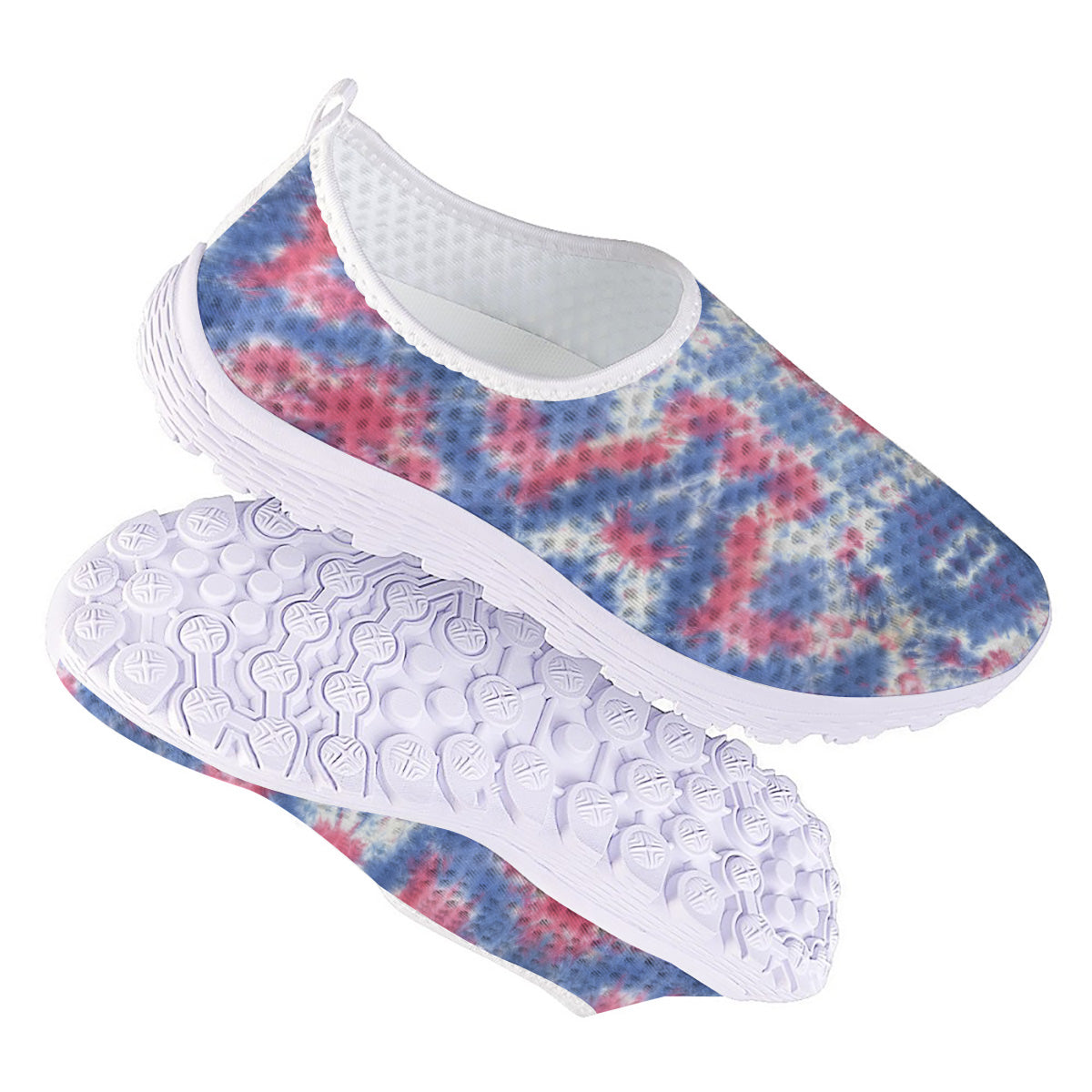 Tie Dye Two Tone Print Pattern Nurse Shoes-grizzshop