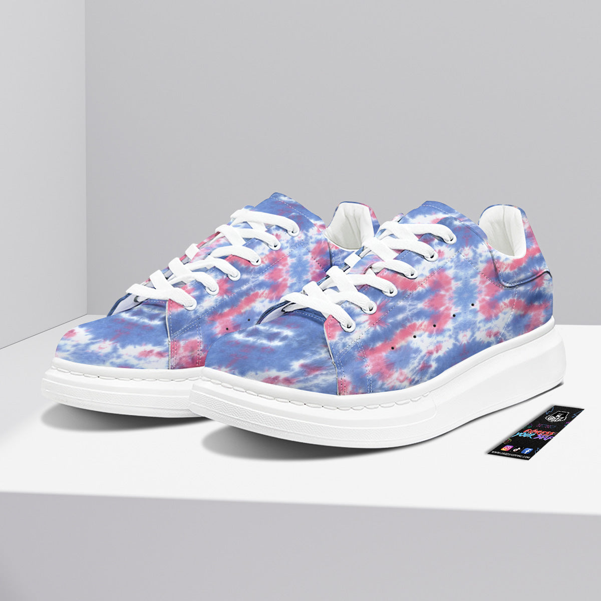 Tie Dye Two Tone Print Pattern Platform Shoes-grizzshop