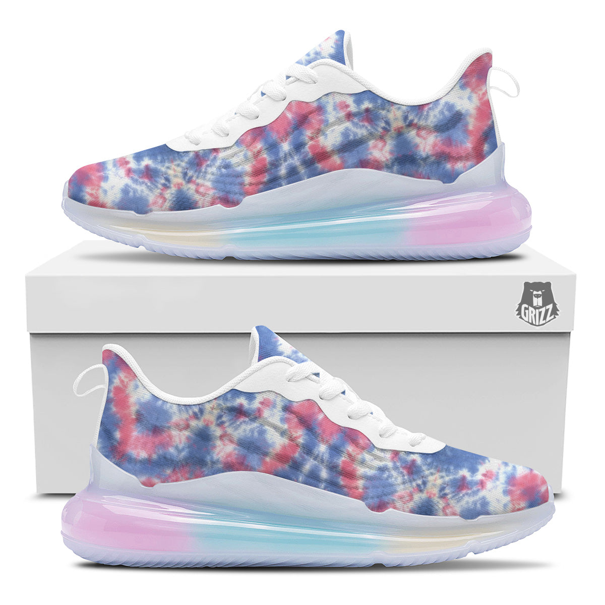 Tie Dye Two Tone Print Pattern Running Sneakers-grizzshop
