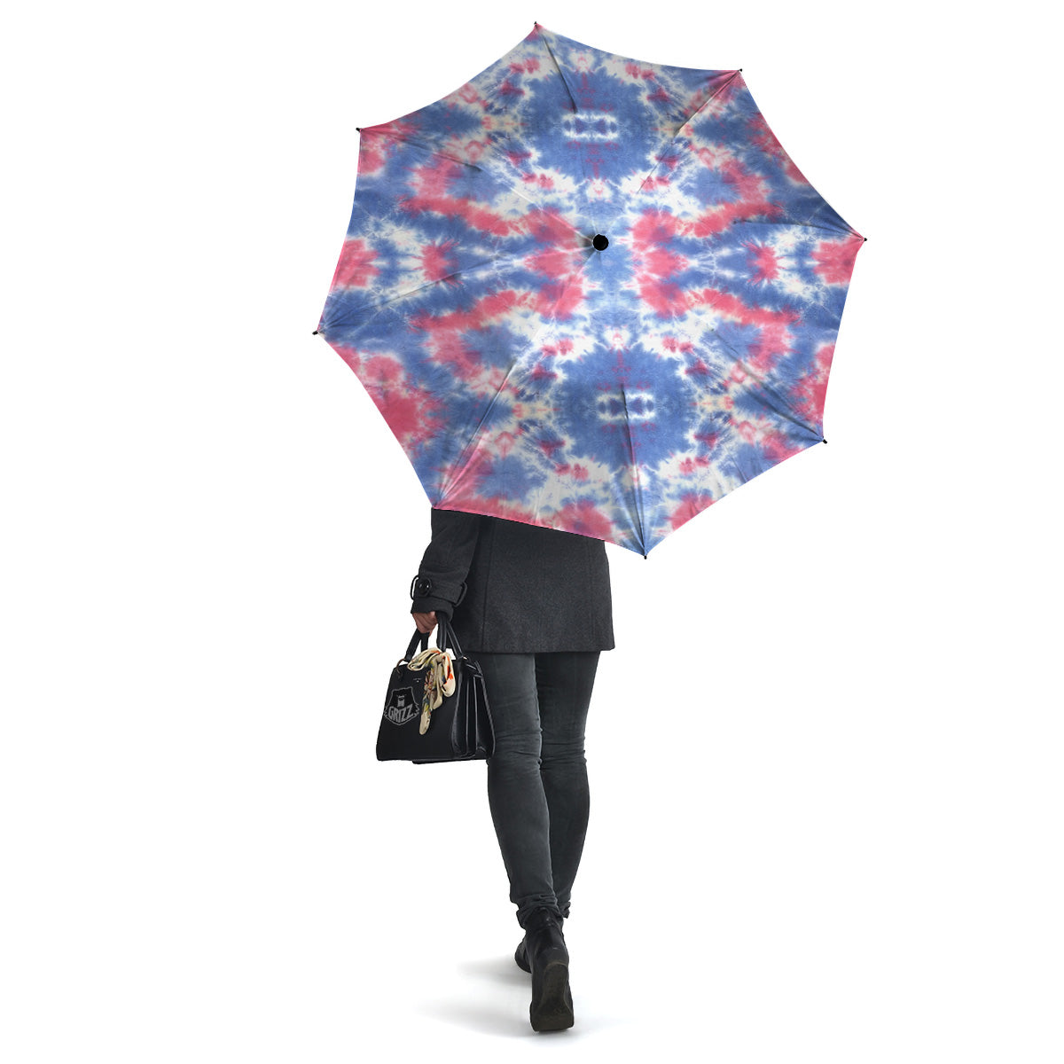 Tie Dye Two Tone Print Pattern Umbrella-grizzshop