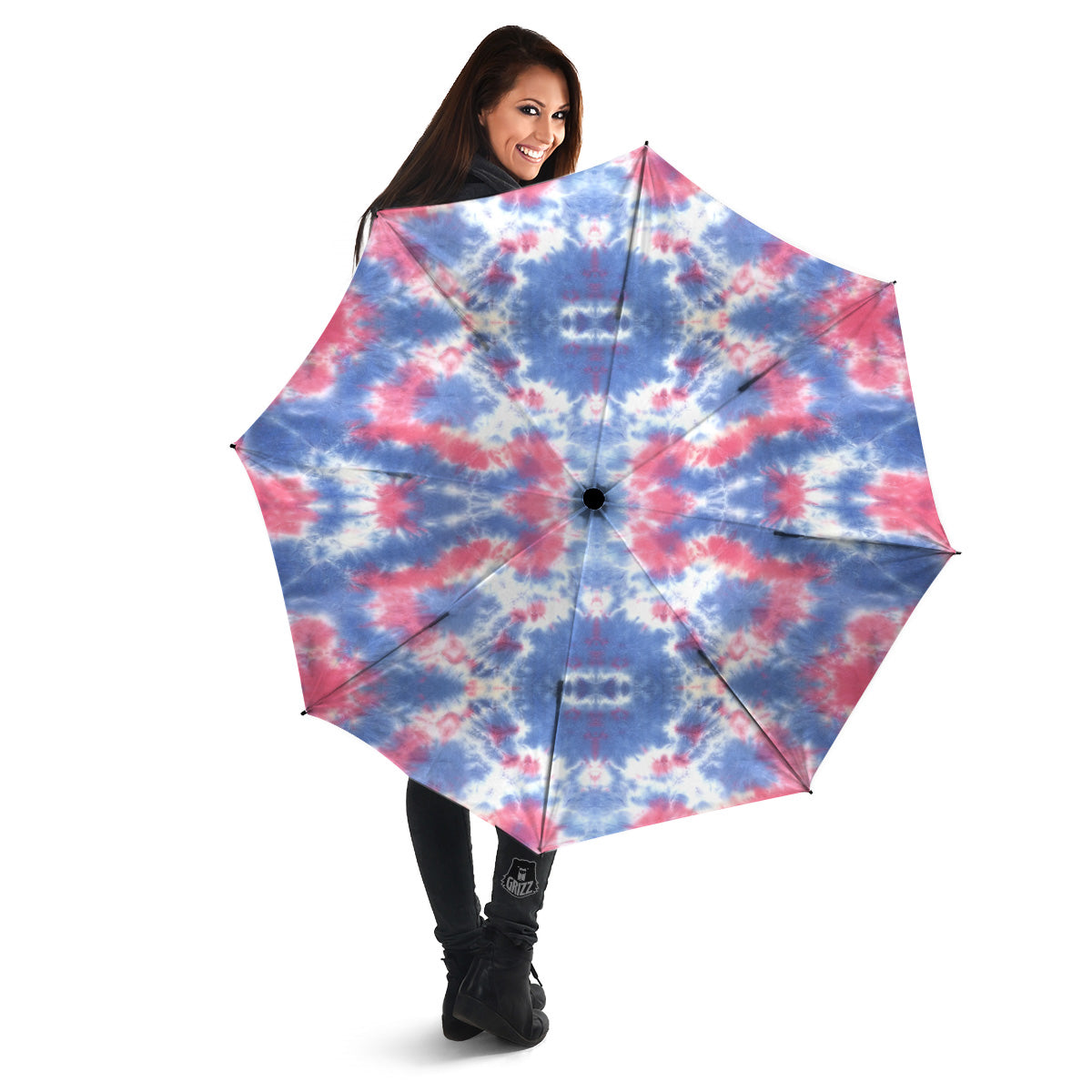 Tie Dye Two Tone Print Pattern Umbrella-grizzshop
