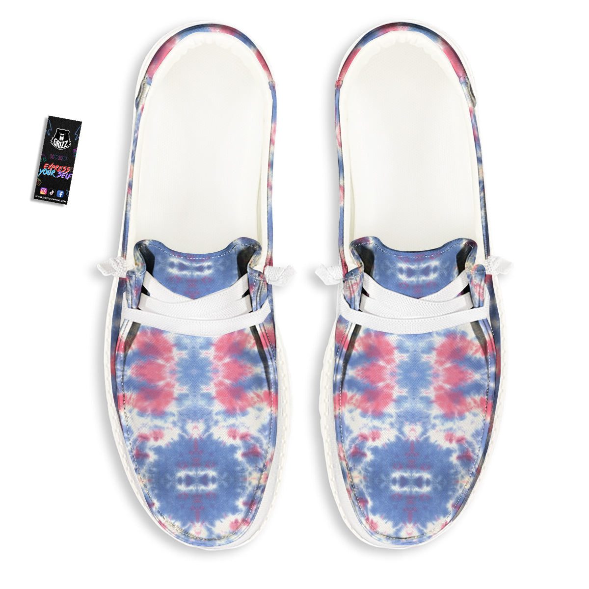 Tie Dye Two Tone Print Pattern White Loafers-grizzshop