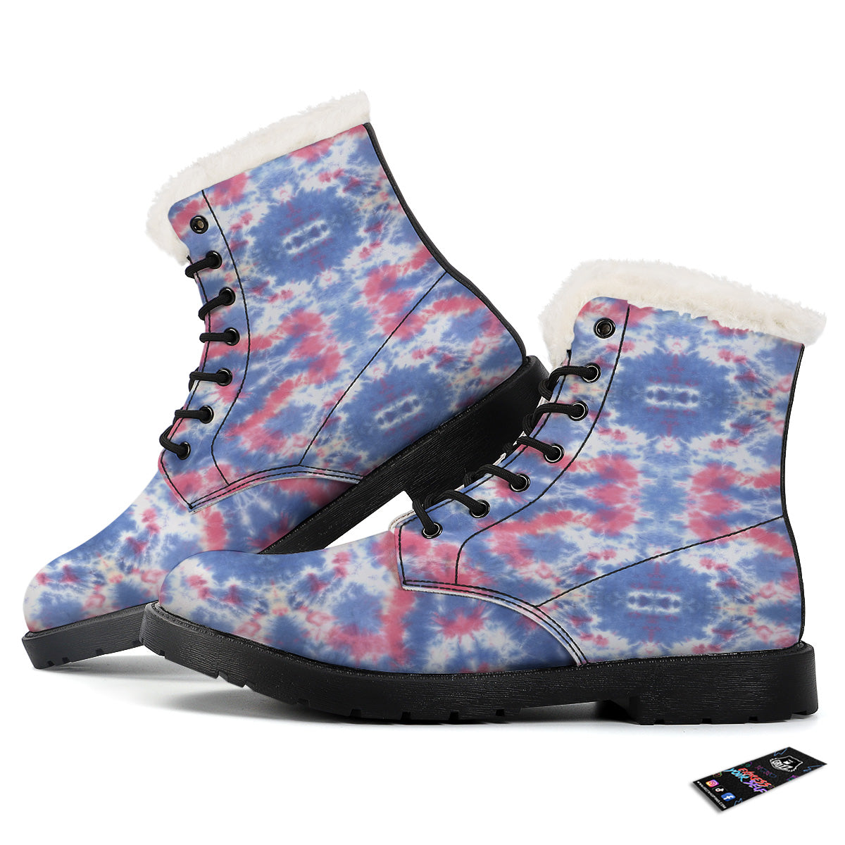 Tie Dye Two Tone Print Pattern Winter Boots-grizzshop