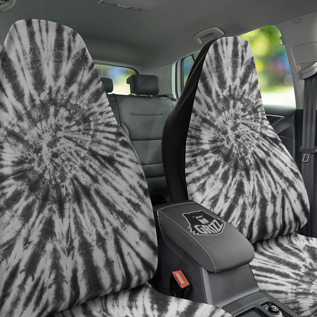 Tie Dye White And Black Print Car Seat Covers-grizzshop