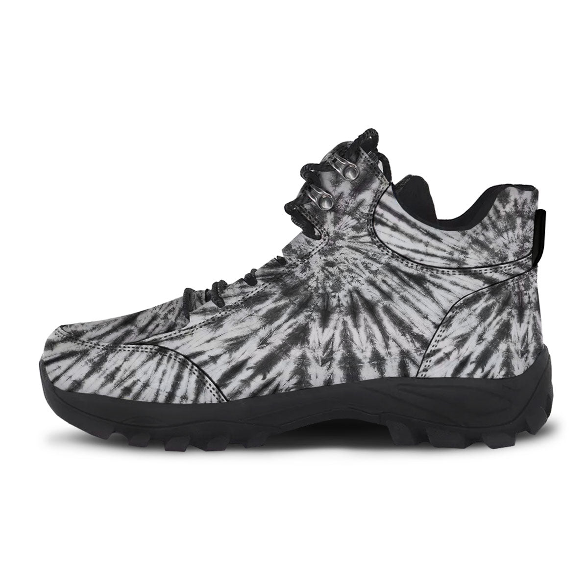 Tie Dye White And Black Print Hiking Shoes-grizzshop