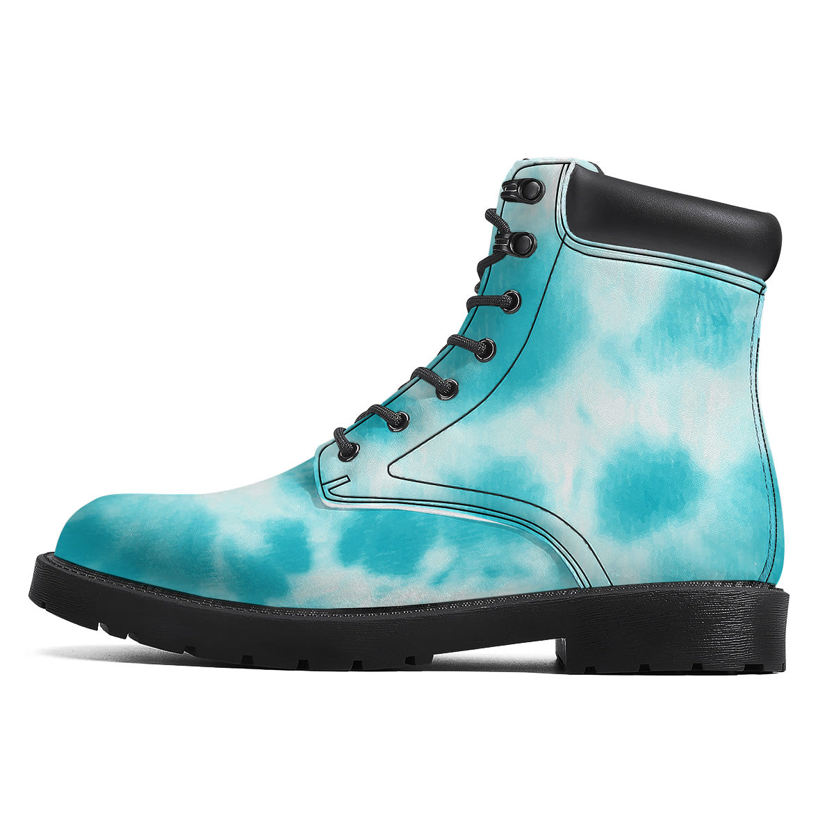 Tie Dye White And Blue Print Boots-grizzshop