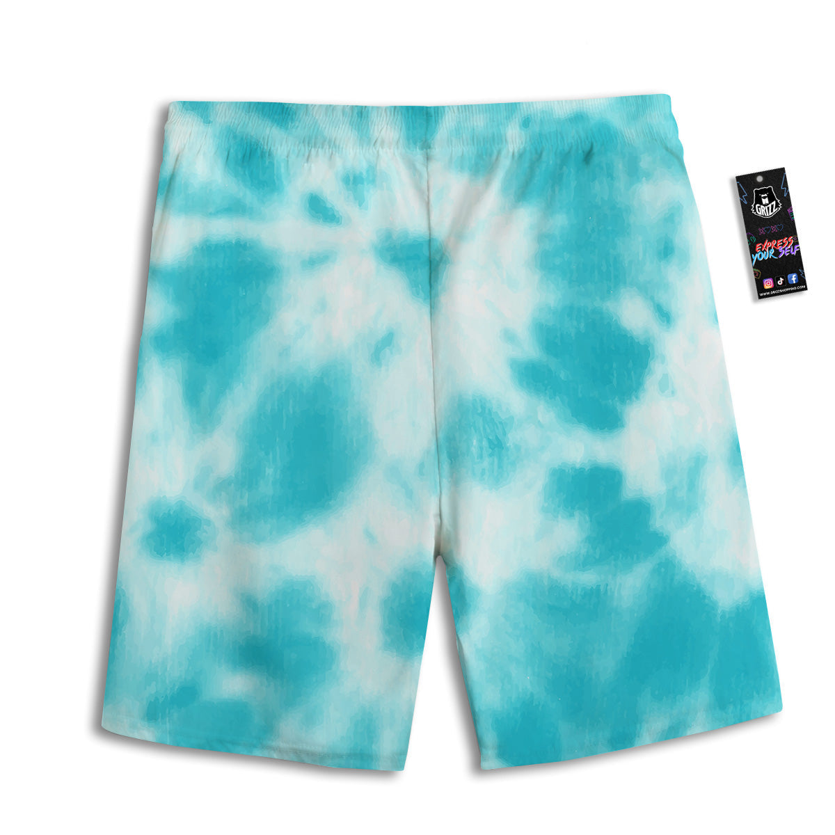 Tie Dye White And Blue Print Men's Athletic Shorts