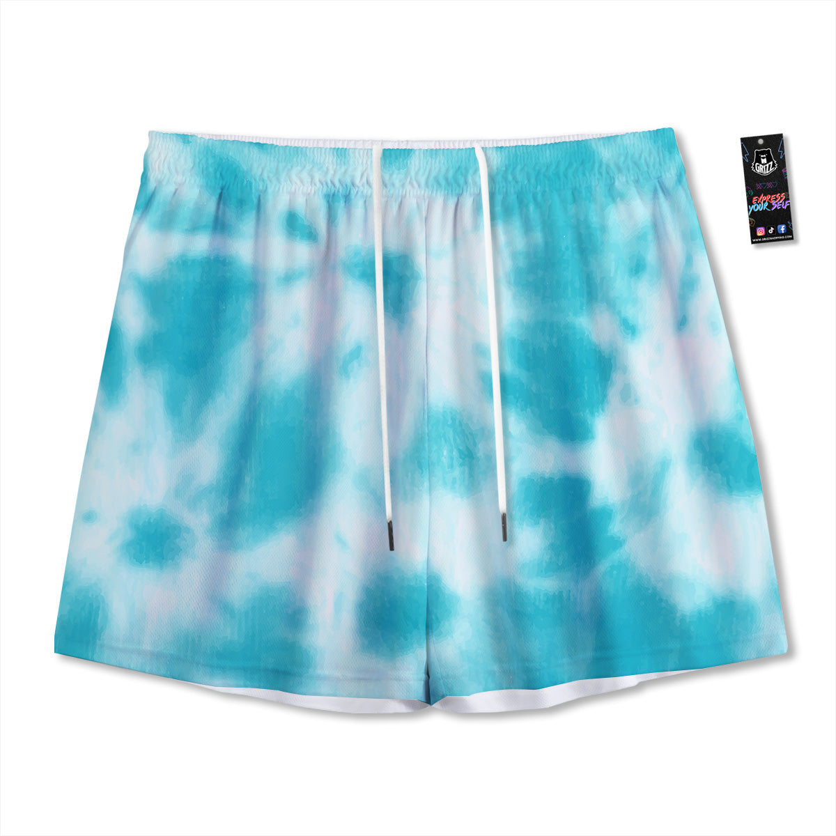 Texture Diamond Print Mesh Shorts