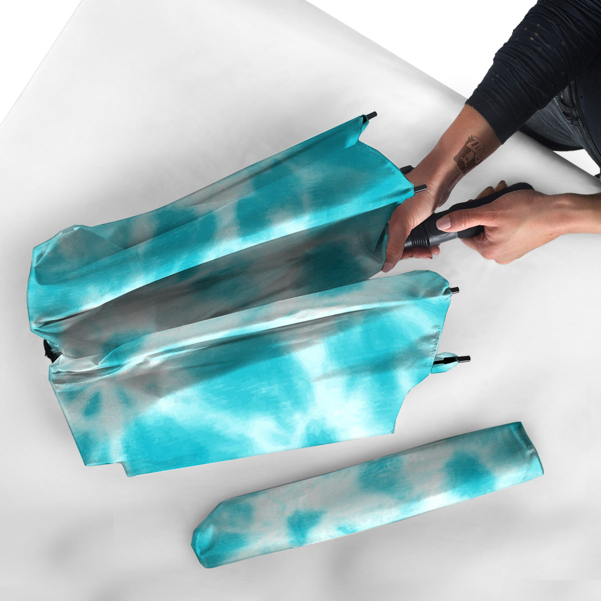 Tie Dye White And Blue Print Umbrella-grizzshop