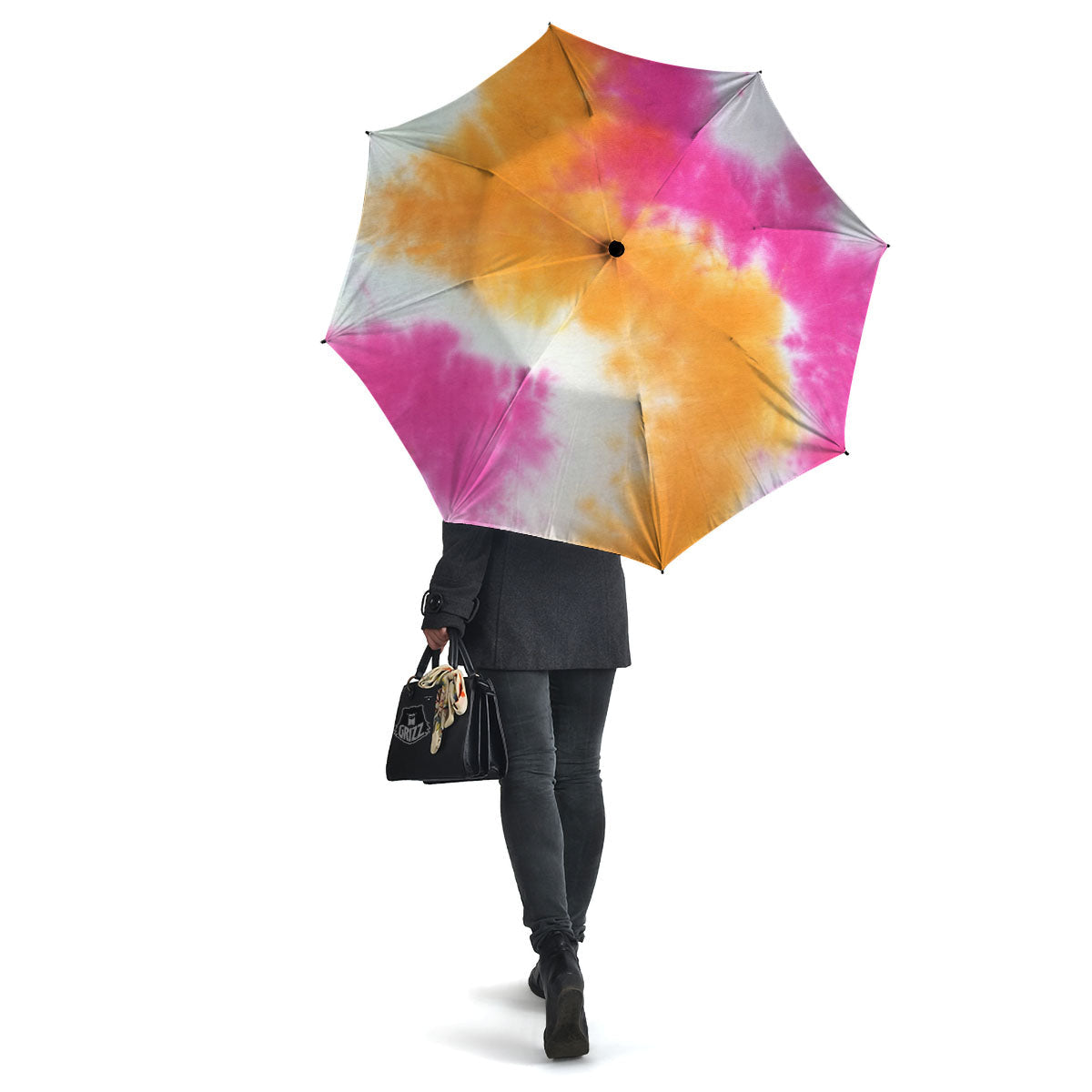 Tie Dye Yellow And Pink Print Umbrella-grizzshop