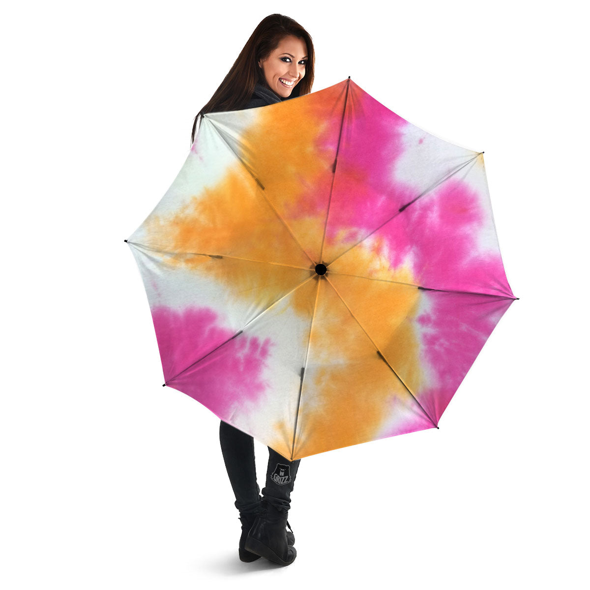 Tie Dye Yellow And Pink Print Umbrella-grizzshop