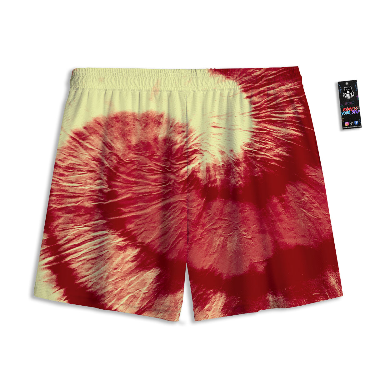 Tie Dye Yellow And Red Spider Print Mesh Shorts