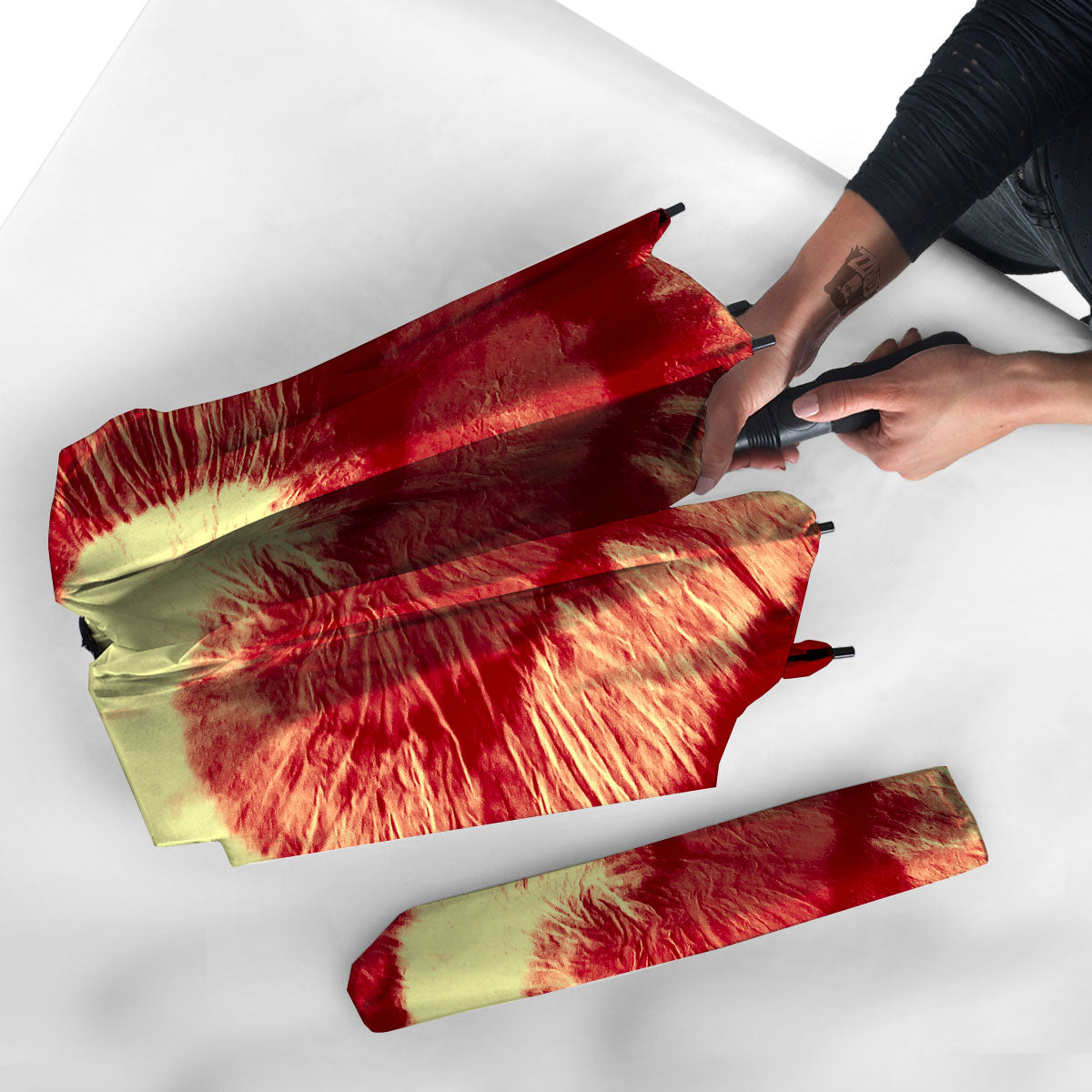 Tie Dye Yellow And Red Spider Print Umbrella-grizzshop