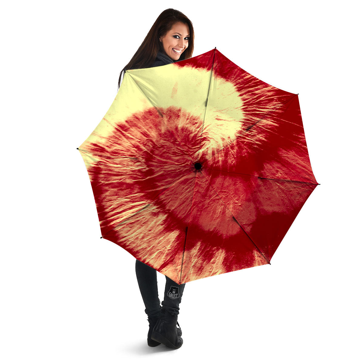 Tie Dye Yellow And Red Spider Print Umbrella-grizzshop