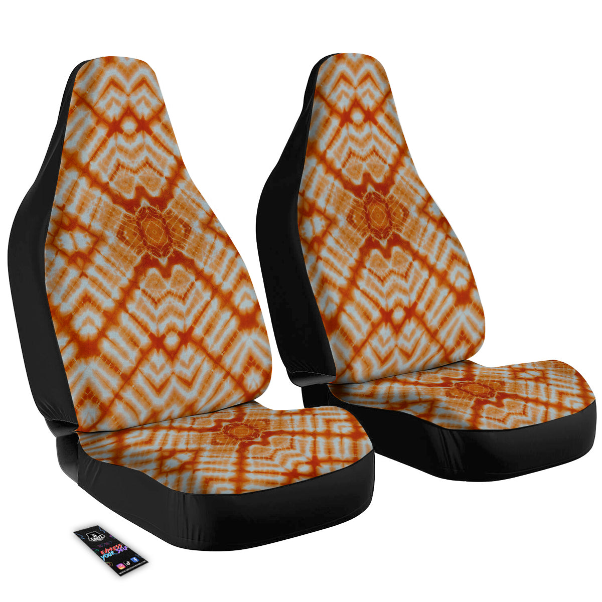 Tie Dye Zigzag Orange Watercolor Print Car Seat Covers-grizzshop