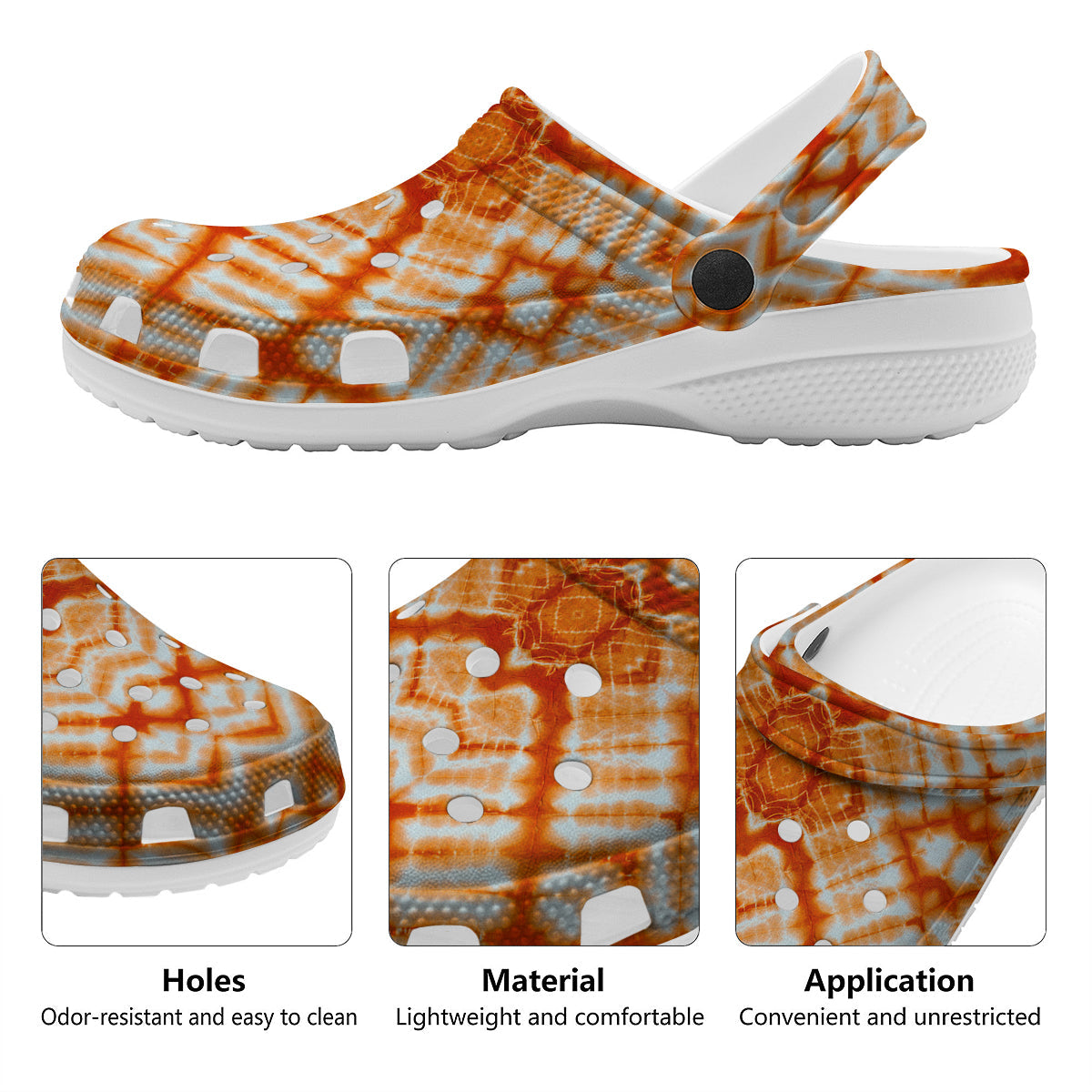 Tie Dye Zigzag Orange Watercolor Print Clog-grizzshop