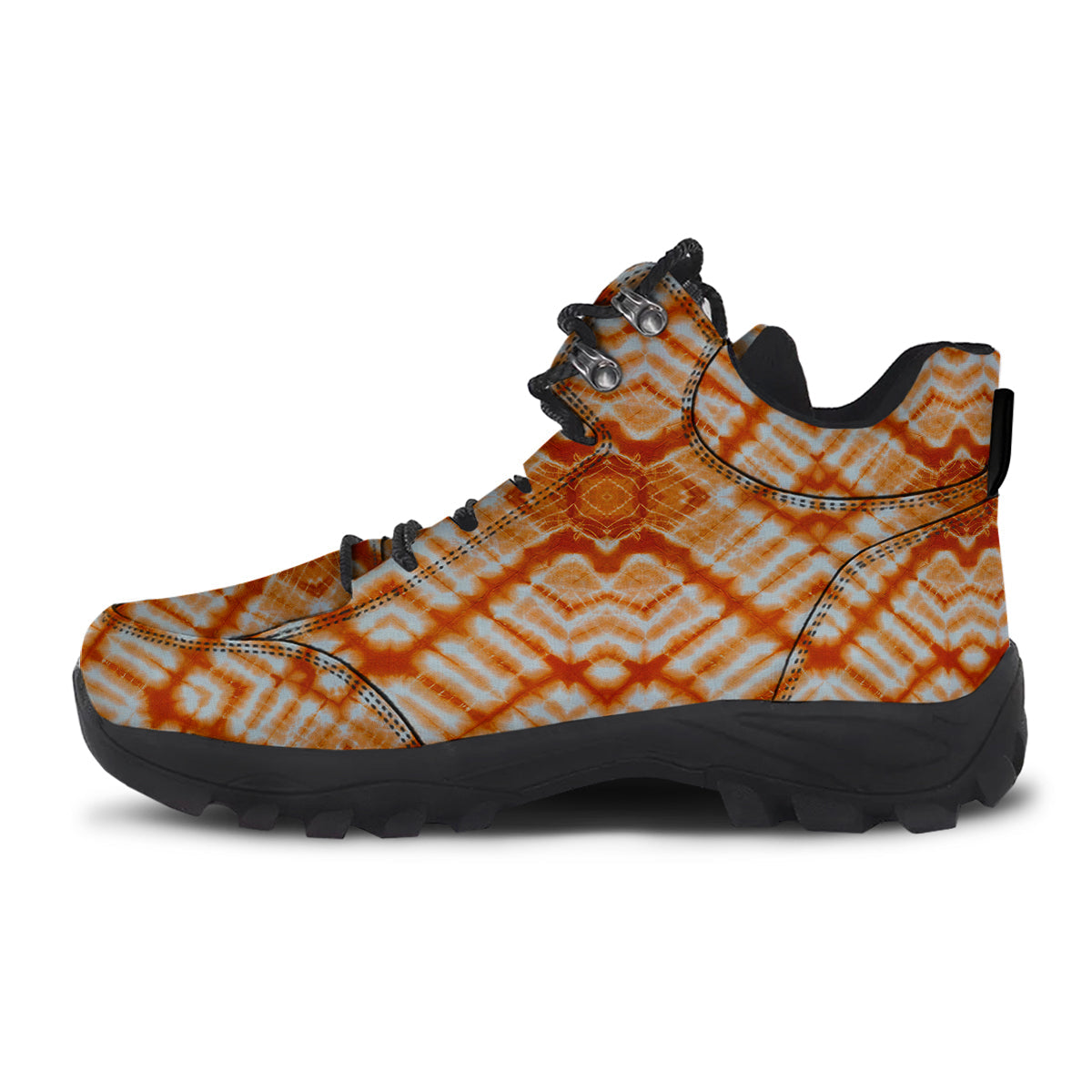 Tie Dye Zigzag Orange Watercolor Print Hiking Shoes-grizzshop