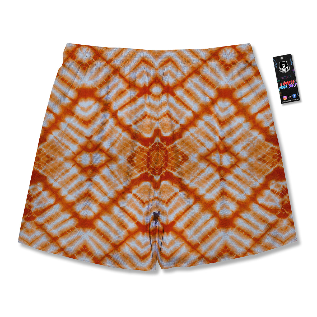 Tie Dye Zigzag Orange Watercolor Print Men's Running Shorts-grizzshop