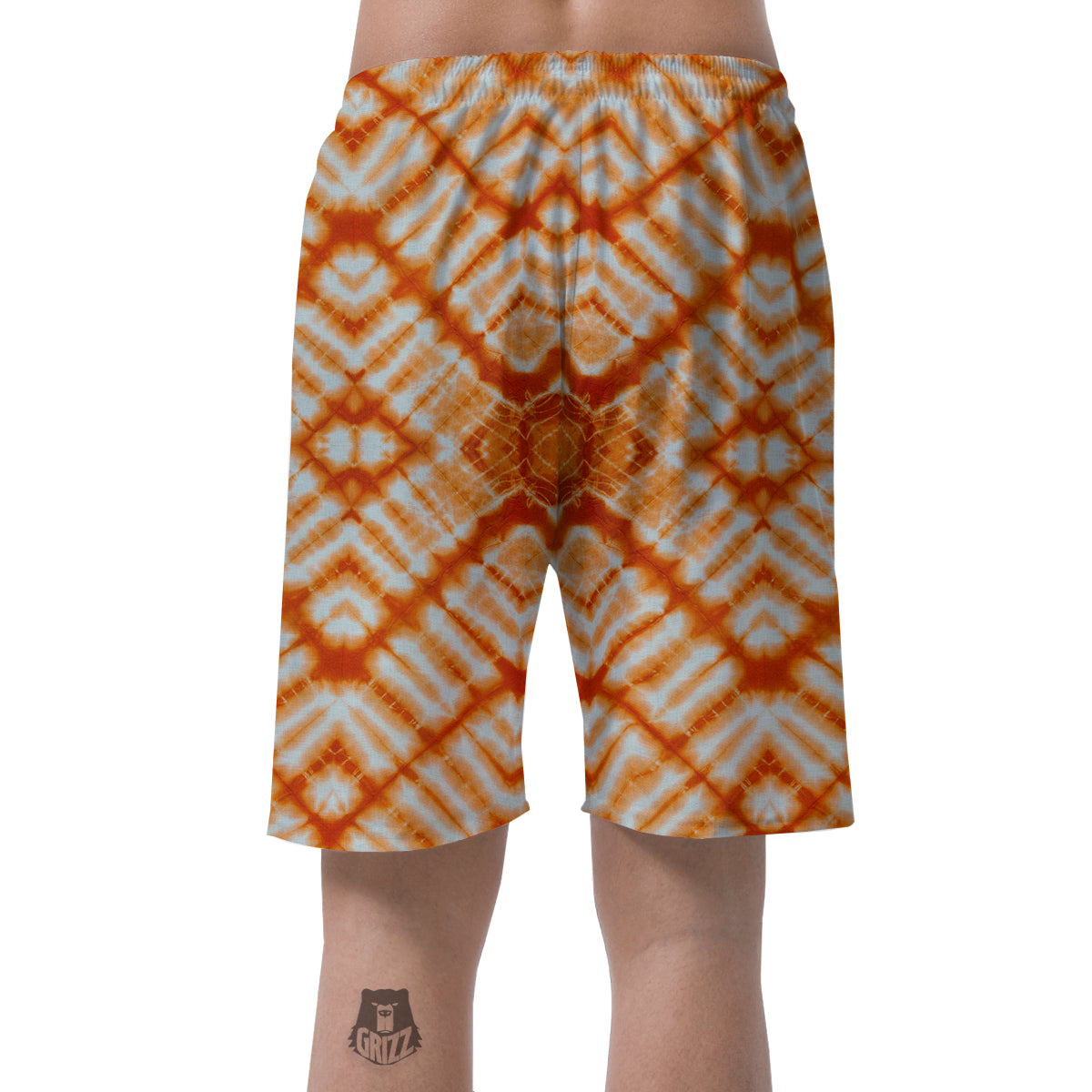 Tie Dye Zigzag Orange Watercolor Print Men's Shorts-grizzshop
