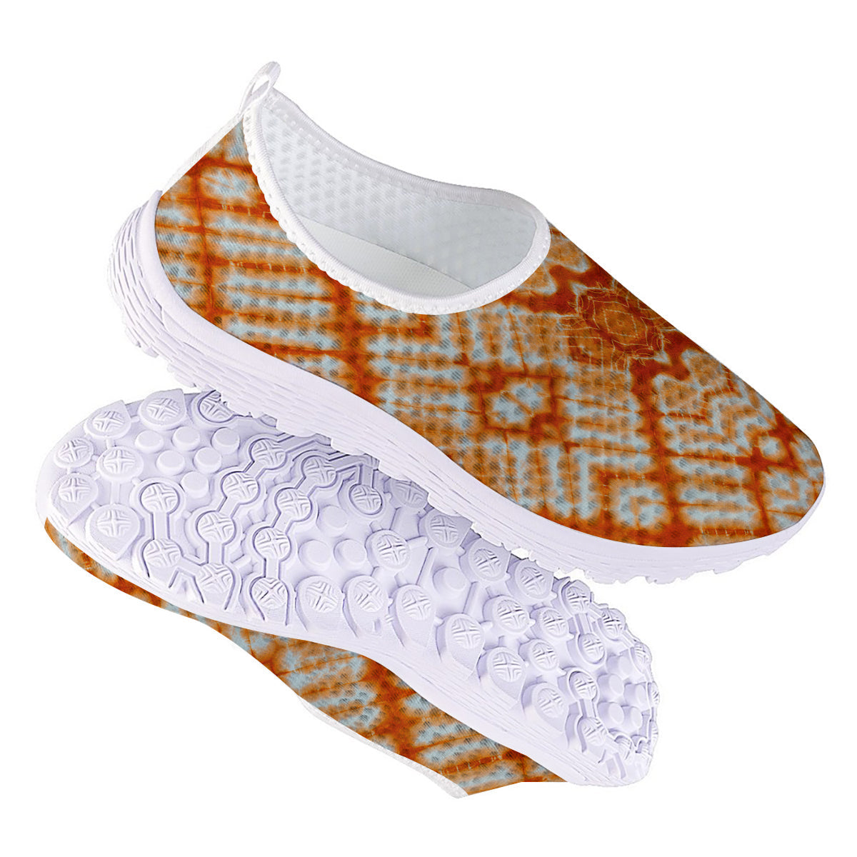 Tie Dye Zigzag Orange Watercolor Print Nurse Shoes-grizzshop