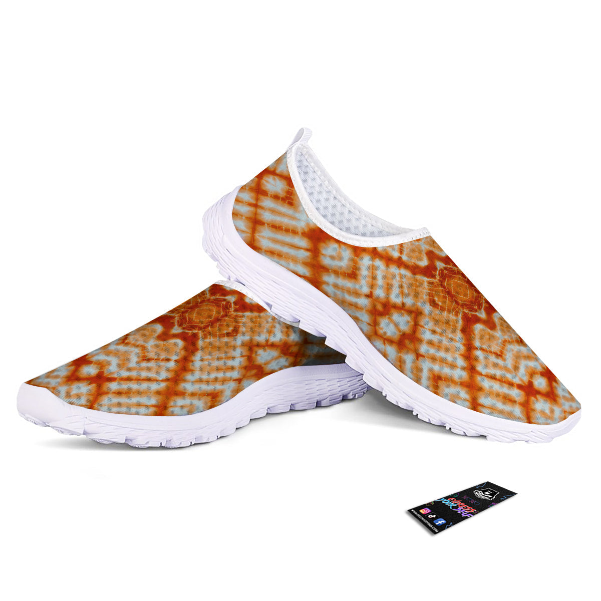 Tie Dye Zigzag Orange Watercolor Print Nurse Shoes-grizzshop