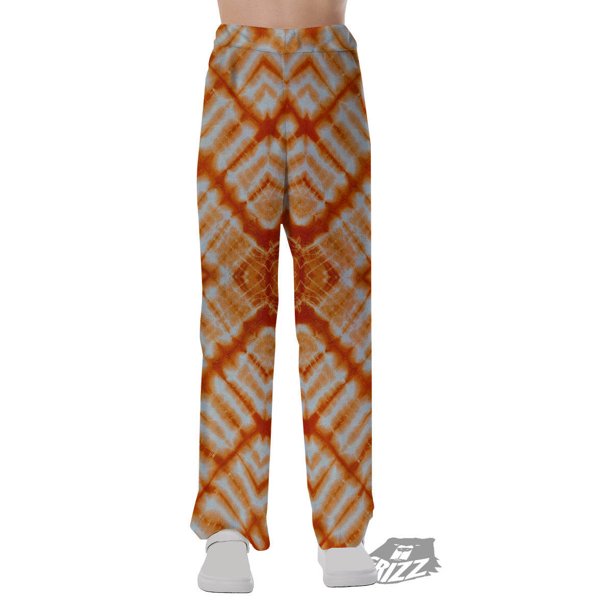 Tie Dye Zigzag Orange Watercolor Print Pajama Pants-grizzshop