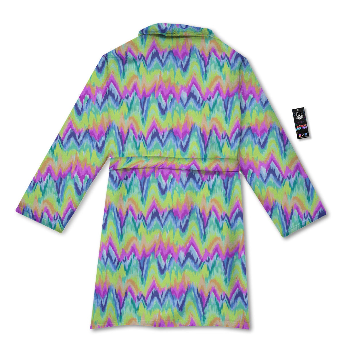 Tie Dye Zigzag Rainbow Print Pattern Bathrobe-grizzshop