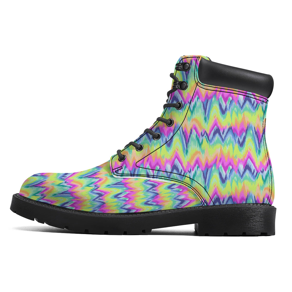 Tie Dye Zigzag Rainbow Print Pattern Boots-grizzshop